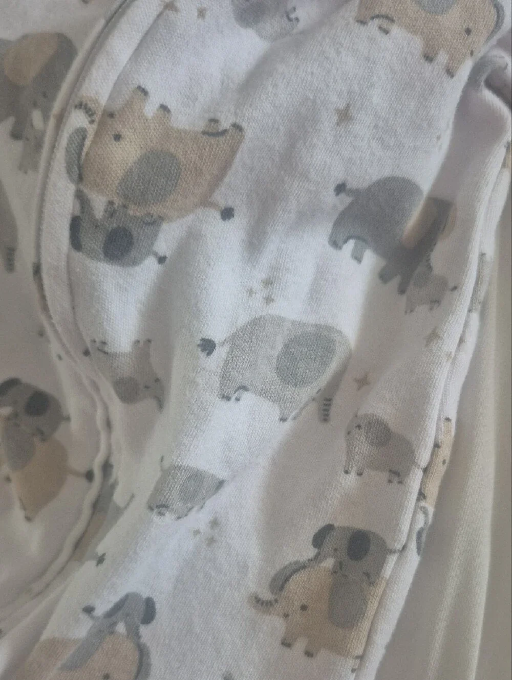Neutral Elephant Print Footed One-Piece - White